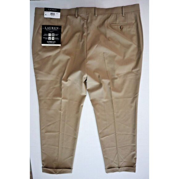 Lauren Ralph Lauren Men's Sz 46x30 Tan UltraFlex Wool Blend Dress Pants - Picture 2 of 6